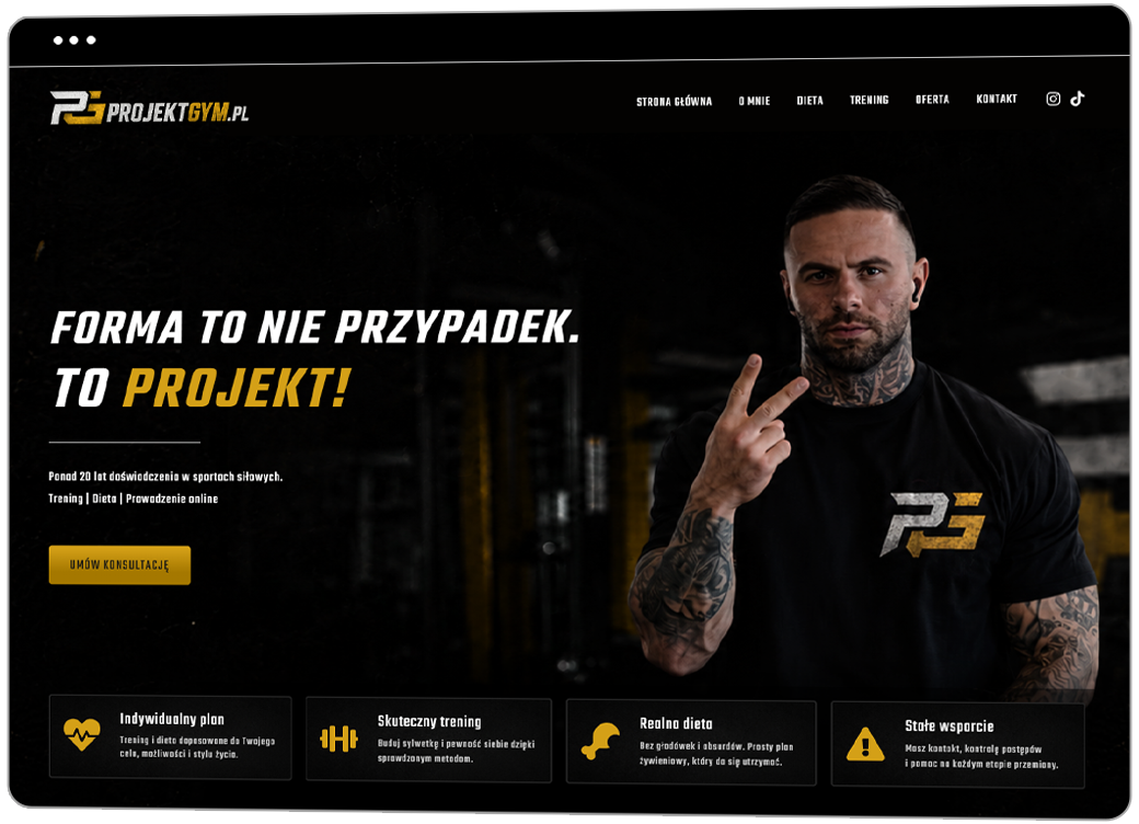 Strona internetowa ProjektGym wykonana przez GS Studio