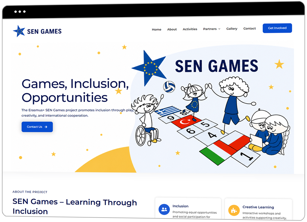Strona internetowa Sen-games wykonana przez GS Studio
